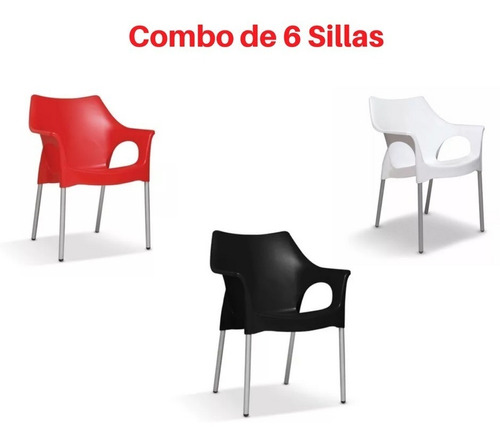 Sillón Plástico X6 Italiano Rojo Colombraro Patas Metálicas