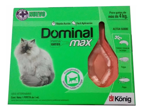 Pipeta Anti Pulgas Y Garrapatas Dominal Max Gatos Mas De 4kg