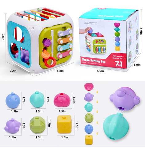 Couomoxa Juguetes Sensoriales Montessori 7 En 1 Para Bebés D
