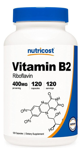 Nutricost Vitamina B2 (riboflavina) 400 Mg, 120 Capsulas - S
