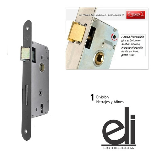 Imagen 4 de 8 de Combo N 3 Cerradura Reversible + Manija Picaporte Doble Balancín Acero Inoxidable Con Bocallave Para Puerta Placa
