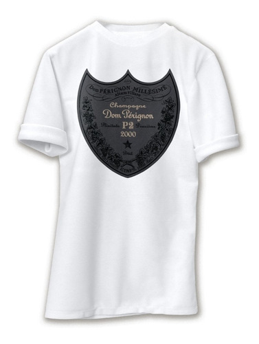 Playera Blanca Manga Corta Dom Perignon Negraunisex