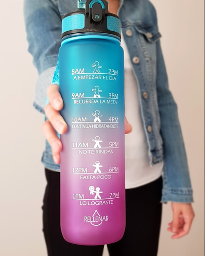 Imagen 2 de 10 de Botellas De Agua Con Marcador De Tiempo Bpa Free