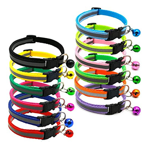 Collar De Gato Con Bell, 12pcs Colores Mezclados M1n1l