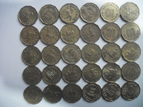 Lote De 30 Monedas Nacionales 10 Centésimos Año-77-78-y 79 
