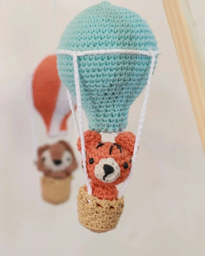 Movil Cuna Tejido Crochet Globos Animales Personalizados
