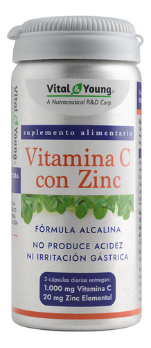 Vitamina C 1000 Mg Con Zinc 20 Mg 60 Caps Sistema Inmune