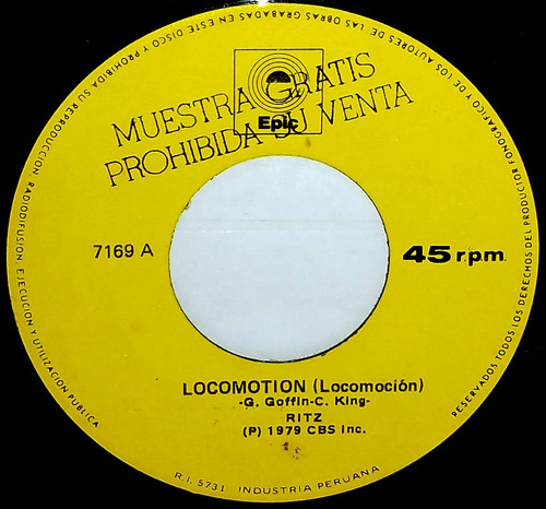 Single 45 Ritz - Locomotion / Lazy Love 1979 Epic