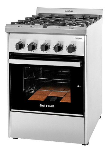 Cocina Sol Real Profesional 516mgv 4 Hornallas Visor R. Fund Color Acero Inoxidable
