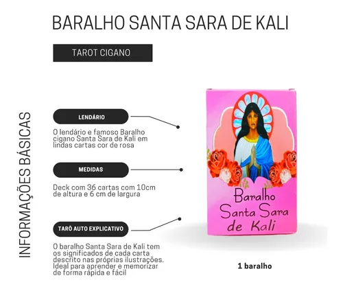 Baralho Cigano Santa Sara Kali com 36 cartas - Casa Rosa dos Ventos