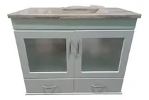 Comprar Vanitory Blanco Laqueado 90 Cm Con Mesada Marmol Travertino