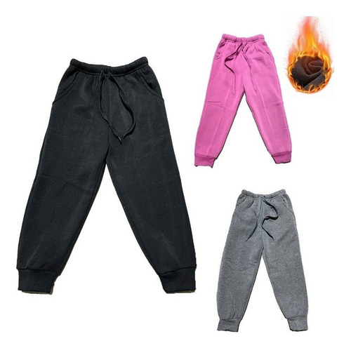 Pack 3 Pantalones Jogger Buzo Invierno Con Polar Niña