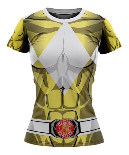 Playera Sublimada Power Ranger Amarillo Dama