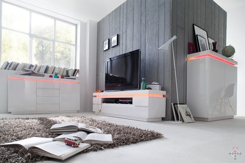 Imagen 9 de 9 de Muebles Para Tv Luz Led En Madera Lacada Ref Ocean