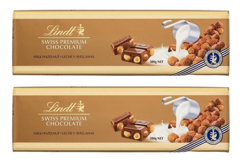 Chocolate Ao Leite Com Avelã Lindt Premium 2 Barras 300g