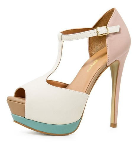 Peep Toe Meia Pata Salto Alto Fino Conceito Fashion 630 Nude