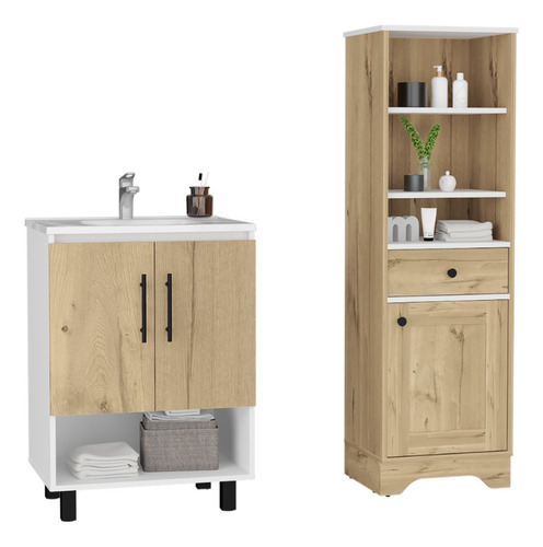 Mueble Lavama2p+mueble Optimiza1c-bath Bi-color-blanco/duna