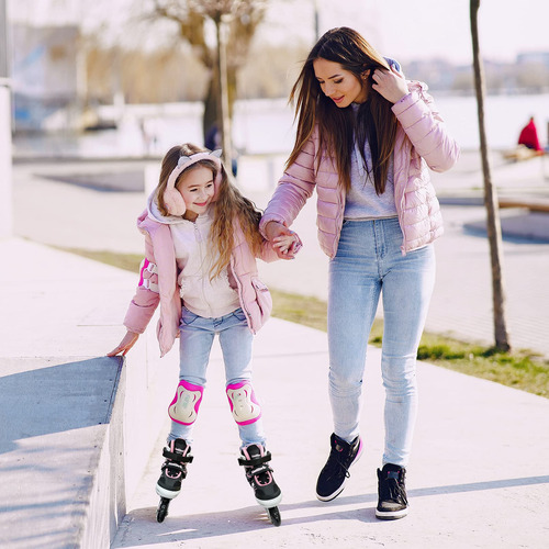 Patines En Línea Ajustables Con Ruedas De Luz Para Niños Talla De Los Patines 0 Mm Rosado
