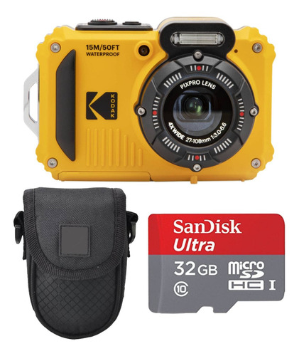 Kodak Pixpro Wpz2 - Cámara Digital + Estuche Negro Para Ap. Color Amarillo