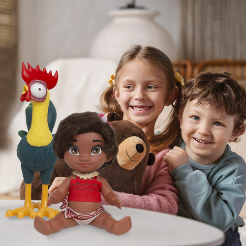 Kit Boneca Moana Bebê + Galo Hei Hei 100% Vinil Cotiplás