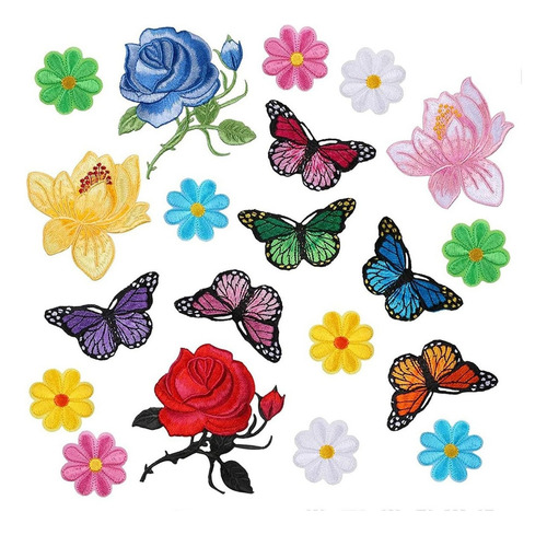 Parches Termoadhesivos Con Diseño De Flores Y Mariposas, 20