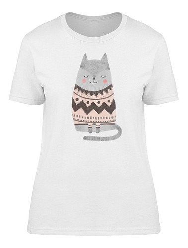 Gato Con Suéter Arte Minimalista Camiseta De Mujer