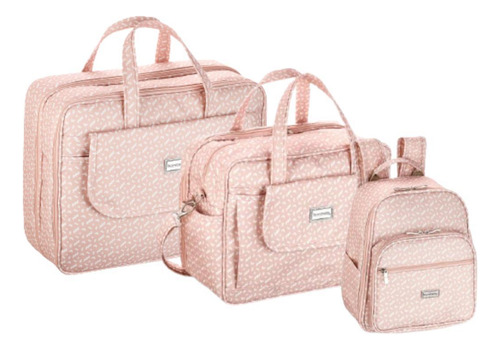 Kit Bolsas Maternidade Poule Rosa Com 3 Peças - Fazendo Arte