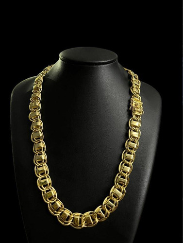 Cordão Dubai 15mm Banhado A Ouro 18k + Pingente São Jorge