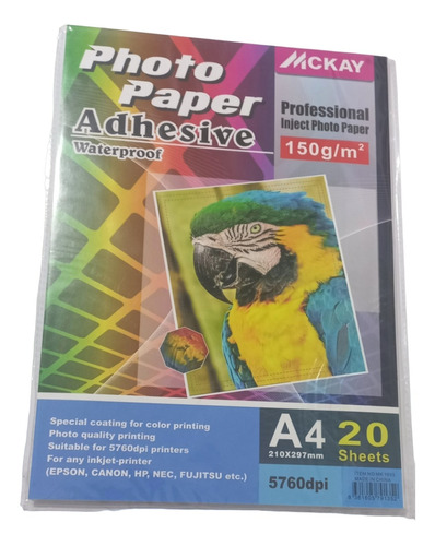 Papel Fotografico Autoadhesivo Glossy Inkjet 150gsm 20h