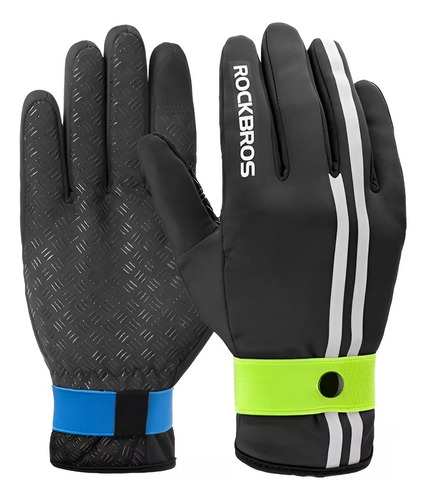 Guantes Largos Rockbros Invierno Ciclismo Con Reflectivos Negro Xl