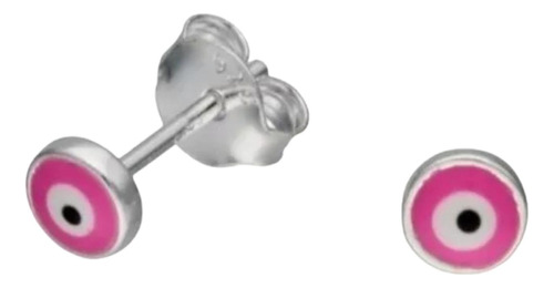 Aros Ojo Turco Pequeños Rosa Protección Plata Ley 925 +caja 