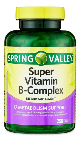 Oferta Super Vitamina B -complex 250 Tabletas,spring Valley.