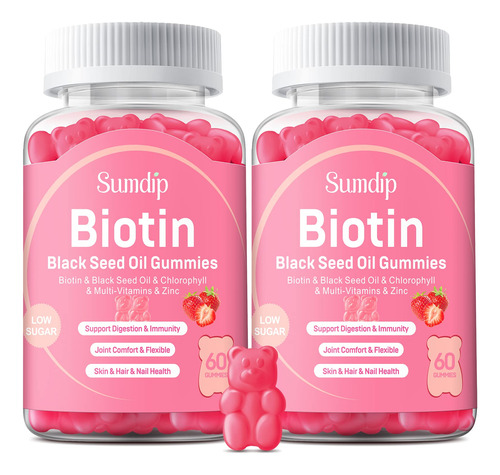 Gomitas De Biotina, Biotina, 1000 Mcg Para El Crecimiento De