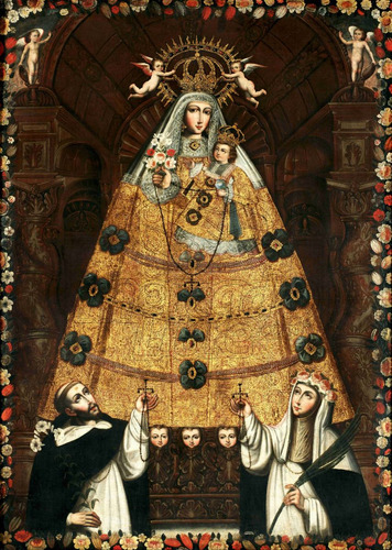 Lienzo Tela Canvas Arte Barroco La Virgen Del Rosario 90x64