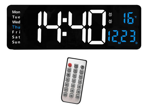 Reloj De Pared Digital Moderno Con 10 Luces Azules Ajustable