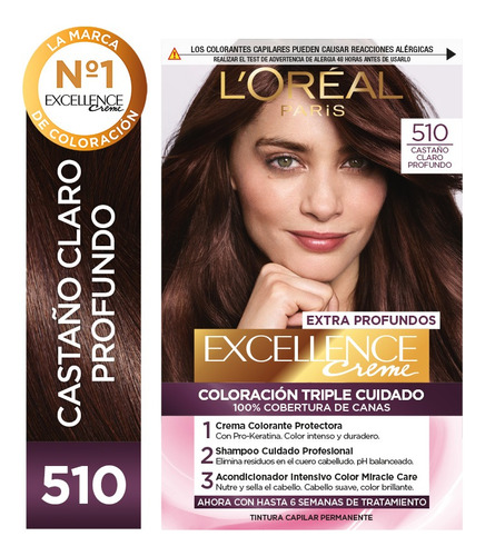  Kit De Coloración Excellence Creme L'oréal Paris Tono 510 Castaño Claro Profundo