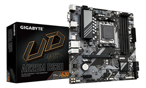 Placa madre Gigabyte A620m DS3h Matx Am5 Ddr5 Hdmi Dp Vga, color negro