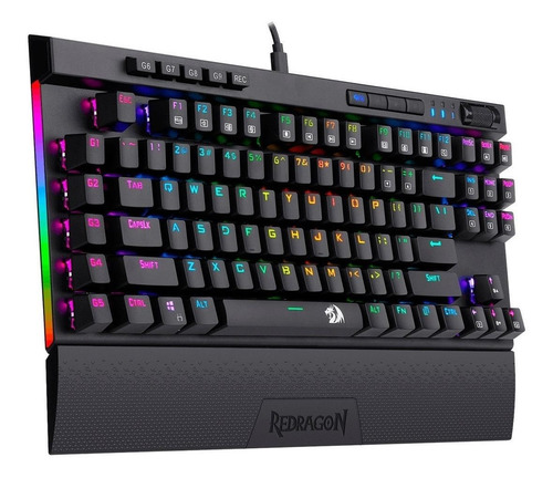 Imagen 3 de 6 de Teclado gamer Redragon Magic Wand Pro K587-PRO QWERTY Redragon Opto Blue inglés US color negro con luz RGB