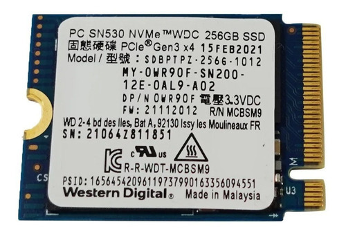 Disco Sólido Ssd Wd Sn530 256gb M.2 2230 Pcie Nvme Oem Color Verde