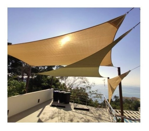 Imagen 3 de 4 de Toldo Vela Sombra 95% Malla Hdpe Cuadrado 3x4 Beige