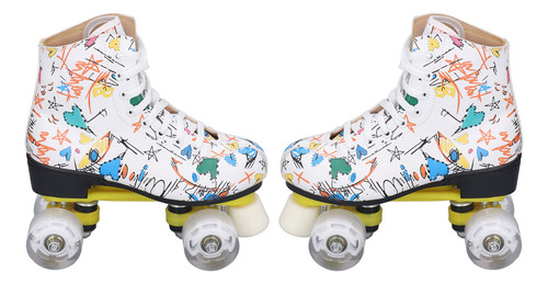 Patines De Ruedas De 4 Ruedas De Doble Hilera, Color Blanco