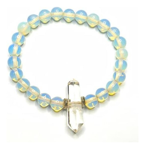 Pulsera De Ópalo De Fuego Con Cristal De Cuarzo Transparente