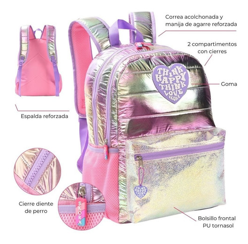 Mochila traseira Think Happy Turnasolated Metallic 17" 40cm