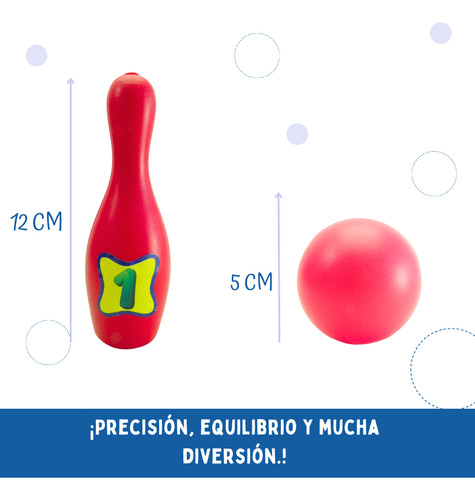 Juego Infantil Mini Boliche Bolos Clásico 2 Bolas 12 Pinos