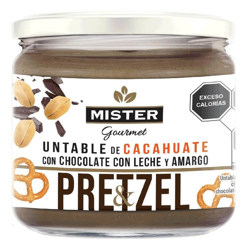 Mister Crema Cacahuate Con Chocolate Amargo, Pretzel 320 Gr