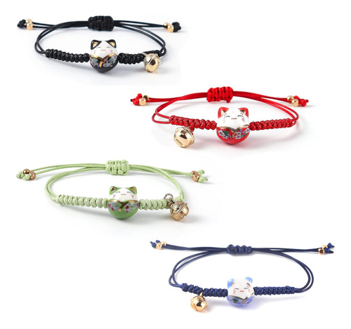 Pingyongchang 4 Pulseras De Gato Maneki Neko, Lindas Pulsera