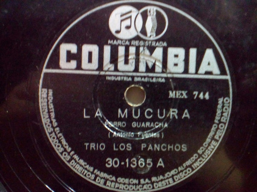 78 Rpm Trio Los Panchos La Mucara Columbia 30-1365