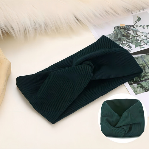 Turbante Bandana Tiara Larga Headband Faixa Para Cabelo Moda Cor Verde-escuro
