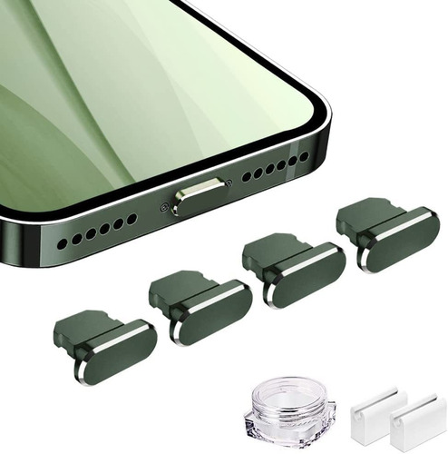 Tapon Antipolvo De Metal iPhone 14 13 12 11, 4u. - Verde O.