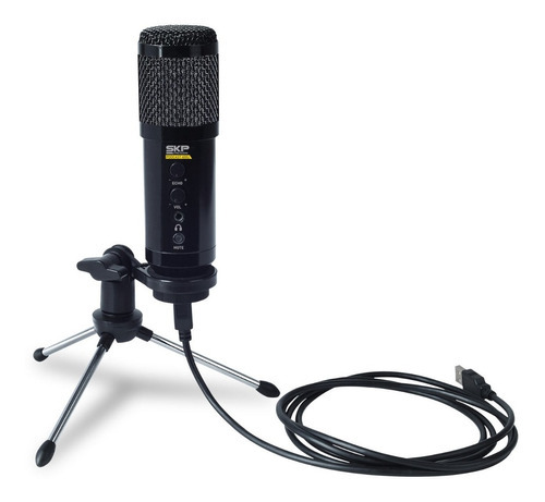 Microfone Profissional Usb Para Estúdio Skp Podcast 400u Cor Preto